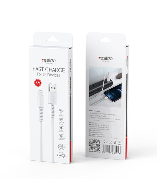 Yesido CA120M Fast Charging Cable — USB-A to Lightning 2A