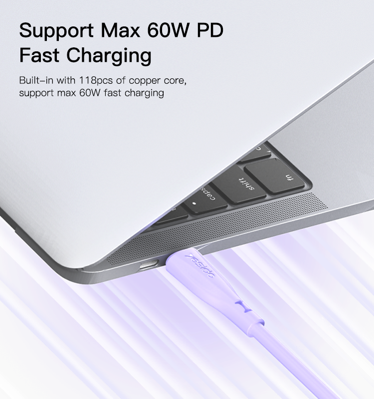 Yesido CA152 Silicone PD 60W USB-C to USB-C Fast Charging Cable