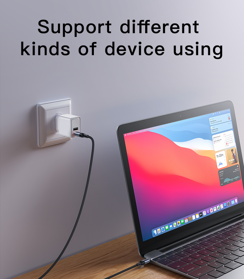 Yesido CA181 60W LED Light USB-C to USB-C Braided Data Cable — 1.2M