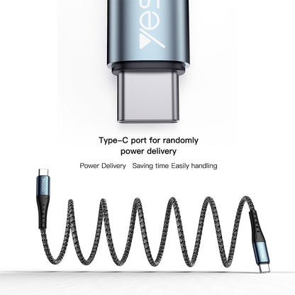 Yesido CA66 PD 60W Dual Type-C Braided Cable — USB 2.0 Fast Charge & Data