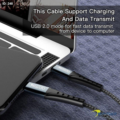 Yesido CA66 PD 60W Dual Type-C Braided Cable — USB 2.0 Fast Charge & Data