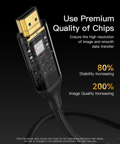 Yesido MH11 4K HDMI to HDMI Braided Cable — HDR, No Delay, Metal Shell