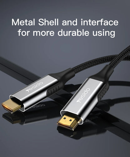 Yesido MH11 4K HDMI to HDMI Braided Cable — HDR, No Delay, Metal Shell