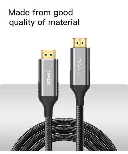 Yesido MH11 4K HDMI to HDMI Braided Cable — HDR, No Delay, Metal Shell