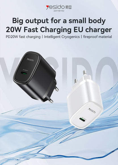 Yesido YC57 PD 20W USB-C Wall Charger — Compact, Safe & Universal Fast Charging