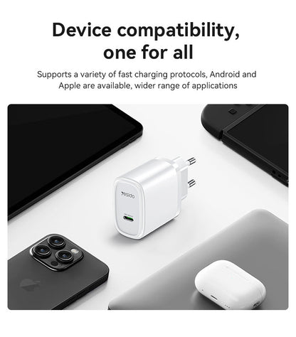 Yesido YC57 PD 20W USB-C Wall Charger — Compact, Safe & Universal Fast Charging
