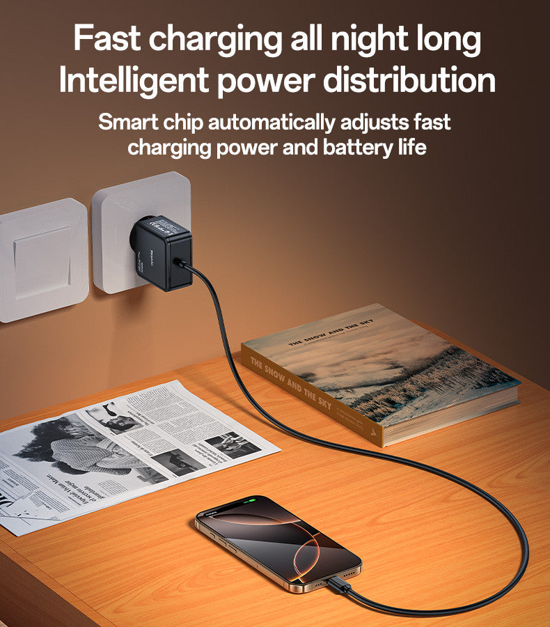 Yesido YC75 65W Laptop Adapter with 2M Built-in USB-C Cable — Multi-Device Fast Charging