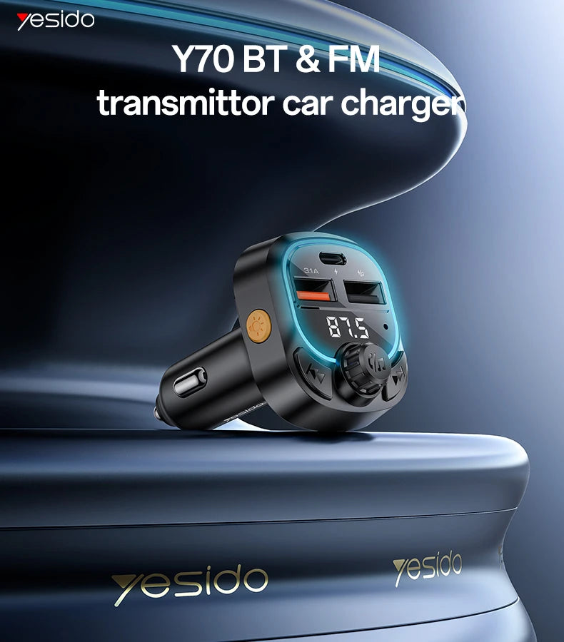 Yesido Y70 Bluetooth 5.3 FM Transmitter Car Charger