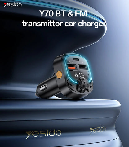 Yesido Y70 Bluetooth 5.3 FM Transmitter Car Charger