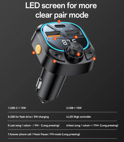 Yesido Y70 Bluetooth 5.3 FM Transmitter Car Charger