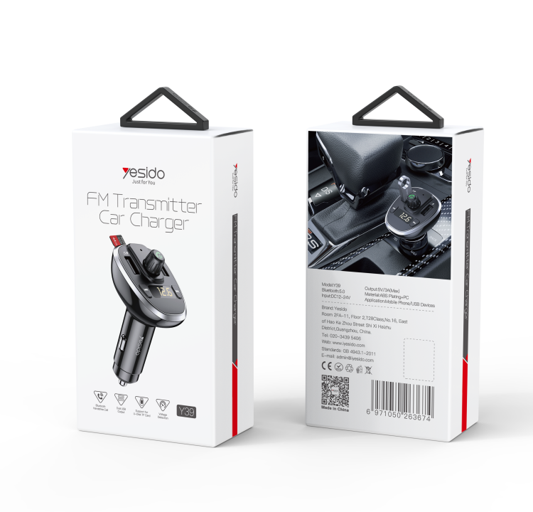 Yesido Y39 Bluetooth 5.0 FM Transmitter Car Charger