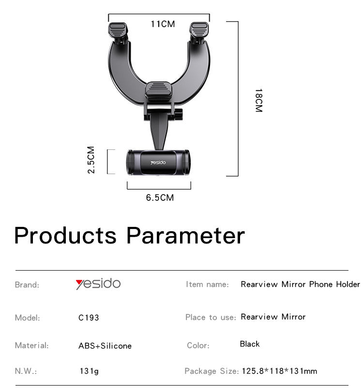 Yesido Rearview Mirror Car Phone Holder