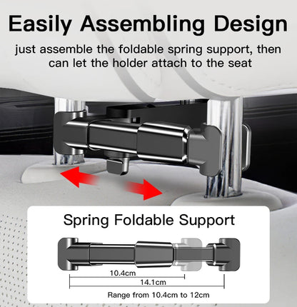 Yesido C117 Back Bracket Car Backseat Headrest Phone & Tablet Holder — 360°, Spring Clip, Aluminum Alloy
