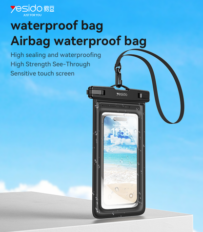 Yesido WB49 IPX8 Waterproof Phone Pouch with Lanyard — 20m Waterproof, 99% Transparent, Up to 7"