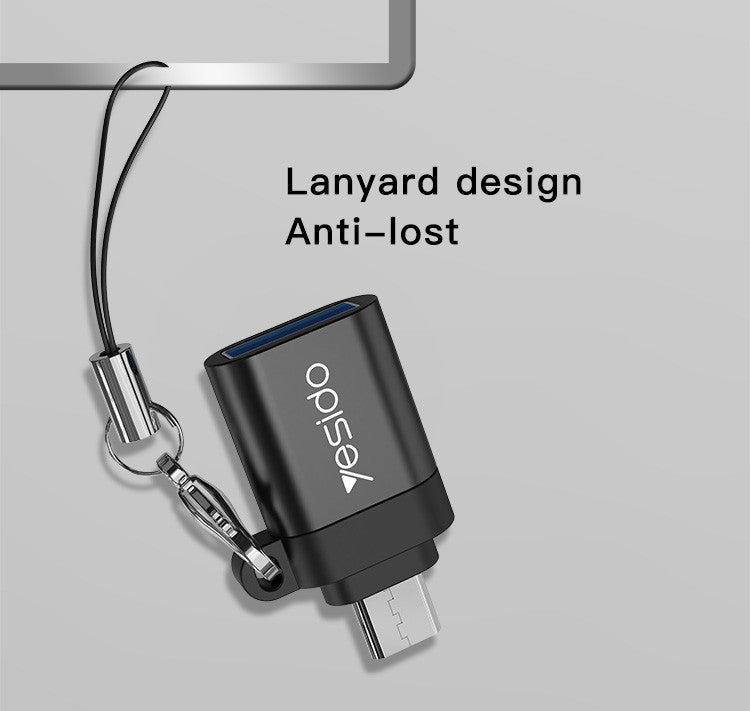 Yesido GS07 Micro OTG Adapter — USB 2.0 Super Fast Data Transmission, Plug & Play, Anti-Lost Lanyard
