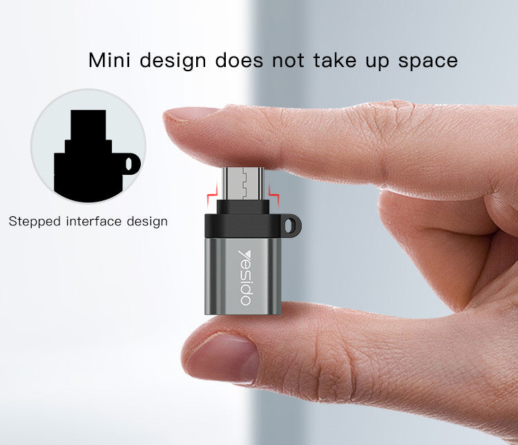 Yesido GS07 Micro OTG Adapter — USB 2.0 Super Fast Data Transmission, Plug & Play, Anti-Lost Lanyard
