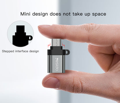 Yesido GS07 Micro OTG Adapter — USB 2.0 Super Fast Data Transmission, Plug & Play, Anti-Lost Lanyard