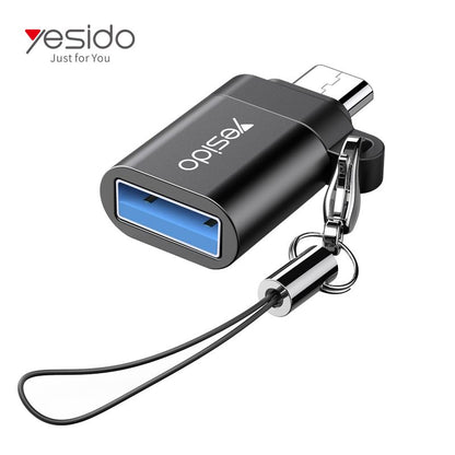 Yesido GS07 Micro OTG Adapter — USB 2.0 Super Fast Data Transmission, Plug & Play, Anti-Lost Lanyard