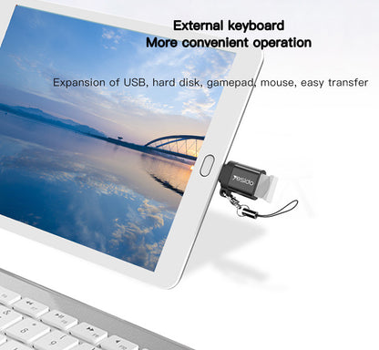Yesido GS06 Type-C OTG Adapter — USB 3.0 Super Fast Data, Aluminum Alloy, Anti-Lost Lanyard, 2 Colors