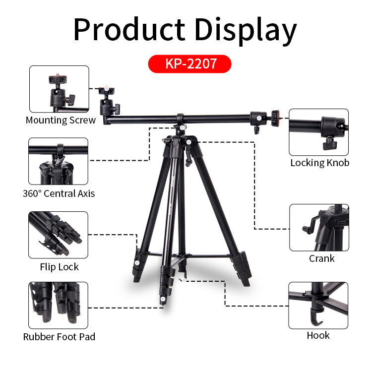 Jmary KP-2207 Tripod with Horizontal Extension Arm